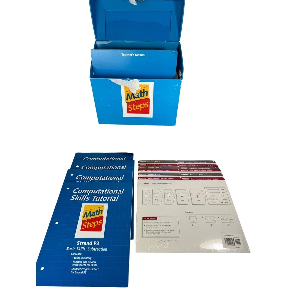 Houghton Mifflin Math Steps Computational Skills Tutorial Kit Levels 1-2 K-2 VTG